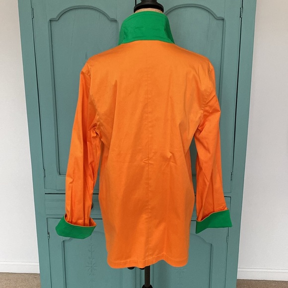 NWOT LINEA by Louis Dell’Olio Coat. Medium. Orange/Green Trim - Picture 3 of 7